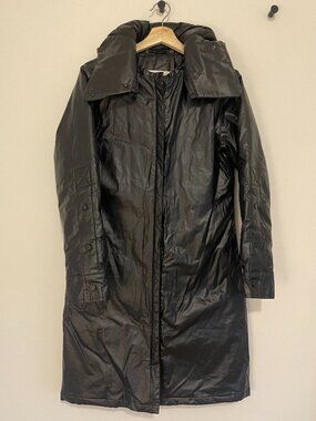 Luxton Black Hooded Parka Coat - Size Medium